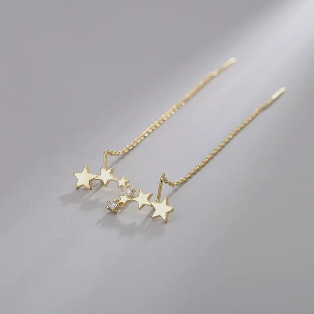 New Starry Dainty Climbing Stars Dangle Drop Earrings Tassel Chain Gold A0130